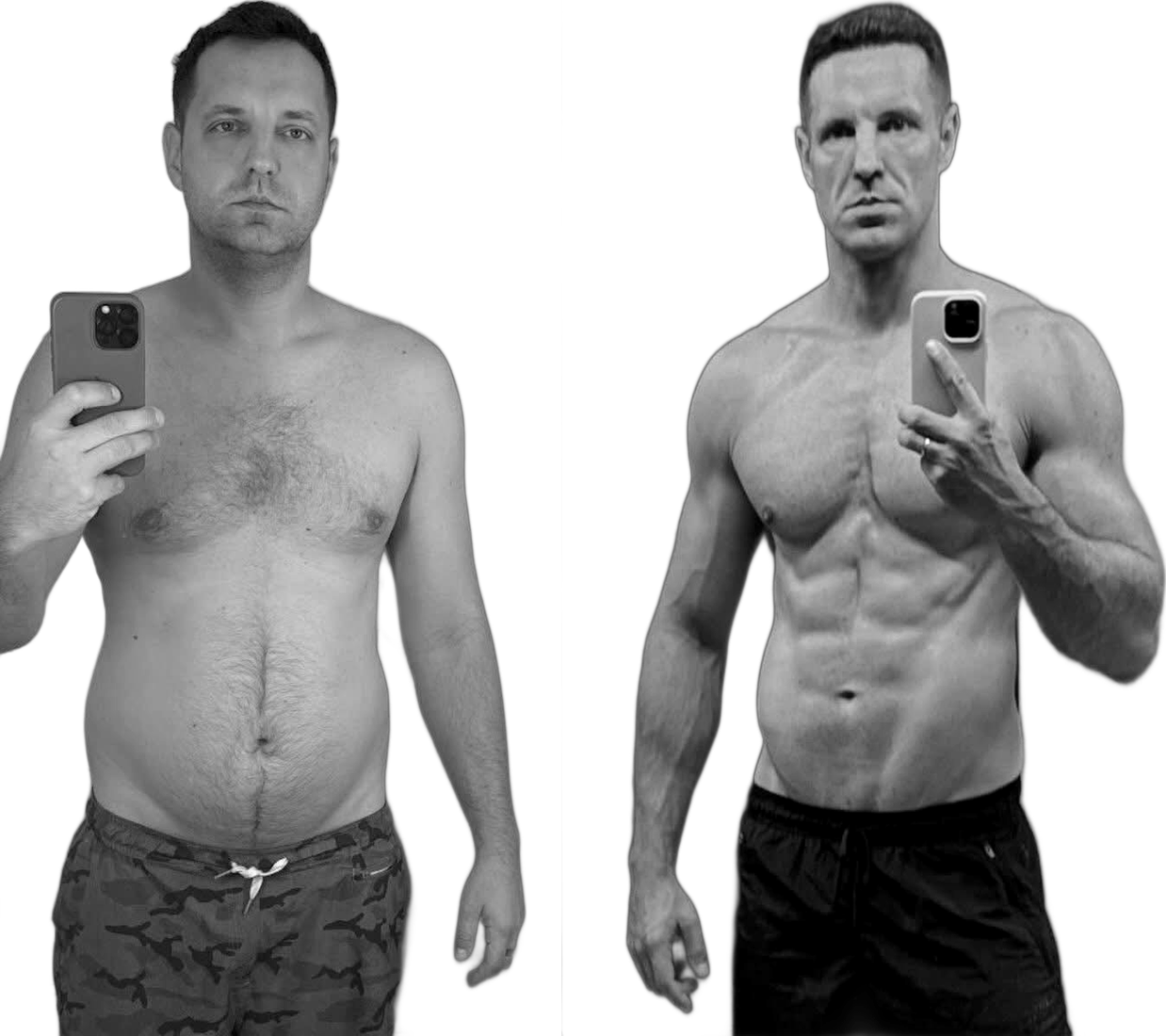 Dr. Vytautas Dockus before and after his own transformation